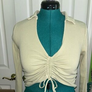 Pale Green Ruched Long Sleeve Top